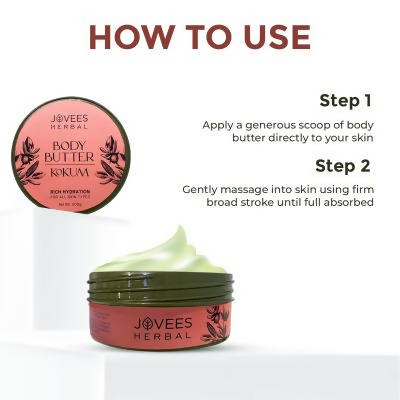 Jovees Kokum Body Butter for Dry & Rough Skin Deep Nourishment, Non-Sticky