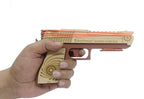 Kraftsman Kraftsman Semi-Automatic Wooden Rubber Band Shooting Gun Toys for Kids & Adults with Target | 5 Rapid Fire Shots (Dark Brown)