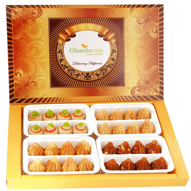 Ghasitaram Big Box of Kaju, Milk Cake, Mysore Pak and Dodha Barfi Modaks Hover Image