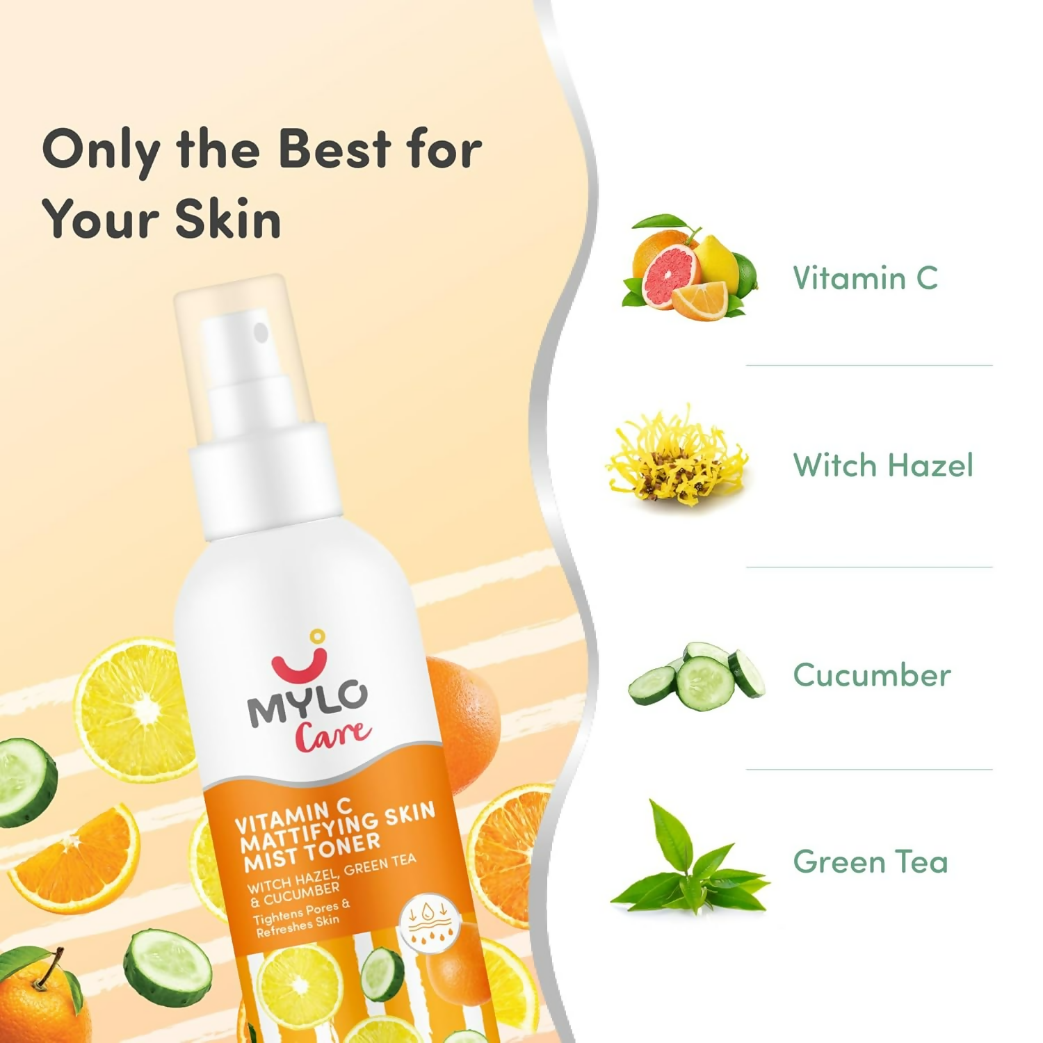 Mylo Care Vitamin C Toner with Witch Hazel Cucumber & Green Tea