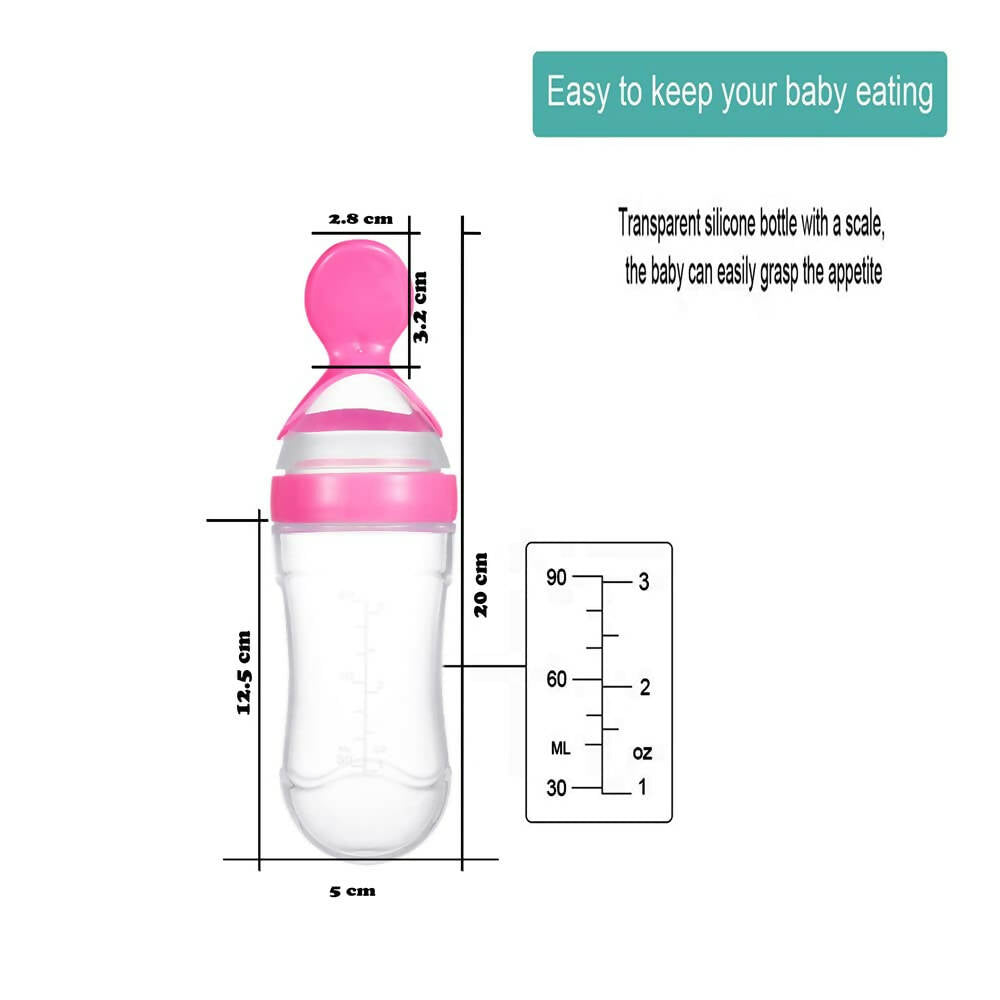 Goodmunchkins Silicone Spoon Food Feeder Silicone Bottle for Babies-Pink