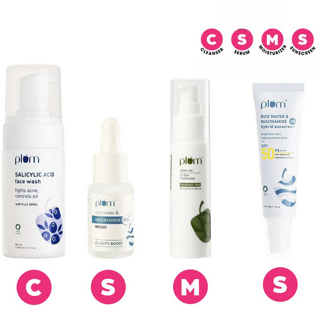 Plum Bright & Clear Skin Routine CSMS (Cleanser, Serum, Moisturizer, Sunscreen) Combo Main Image