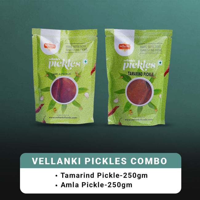 Vellanki Foods Pickles - Tamarind Pickle, Amla Pickle Combo Pack (250 gms Each) Hover Image