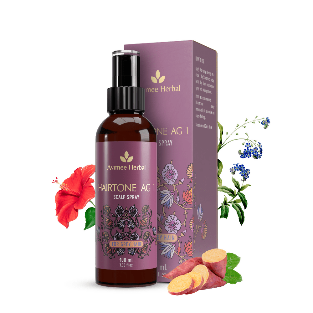Avimee Herbal Hairtone AG 1 Scalp Spray For Grey Hair With Indigo, Henna, Beet Root and Hibiscus Extracts
