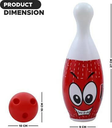 Kipa Proudly Made in India Big Size Plastic Bowling Set 6 pins 2 Balls Large Bowling Toy for Kids Multi Color with Smart Chain Carry Case
