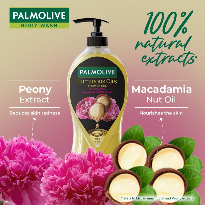 Palmolive Macadamia Oil & Peony Flower Luminous Oils Invigorating, Moisturizing Body Wash