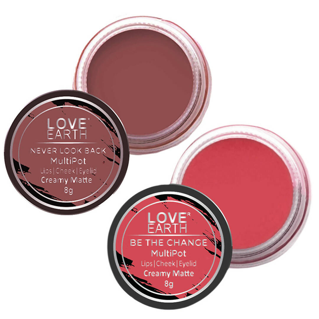 Love Earth Lip Tint & Cheek Tint Multipot Combo (Rose Pink & Ruby Pink)