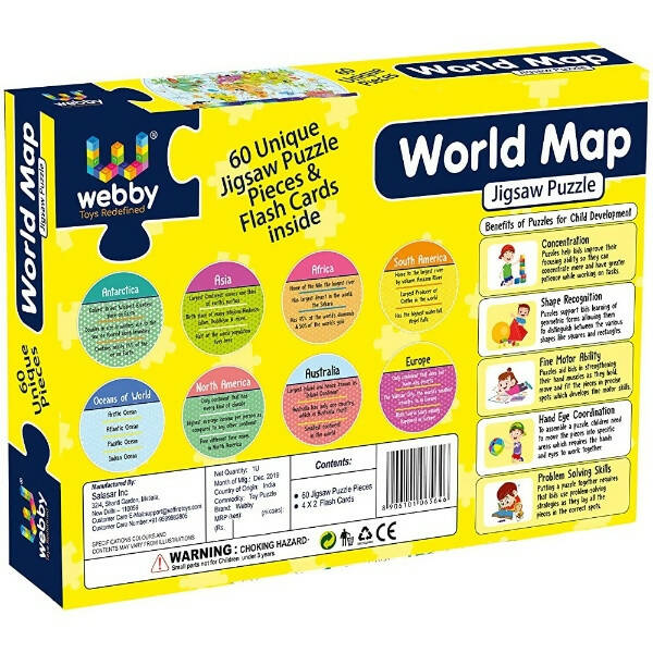 Webby Amazing World Map Jigsaw Floor Puzzle 60 Pcs