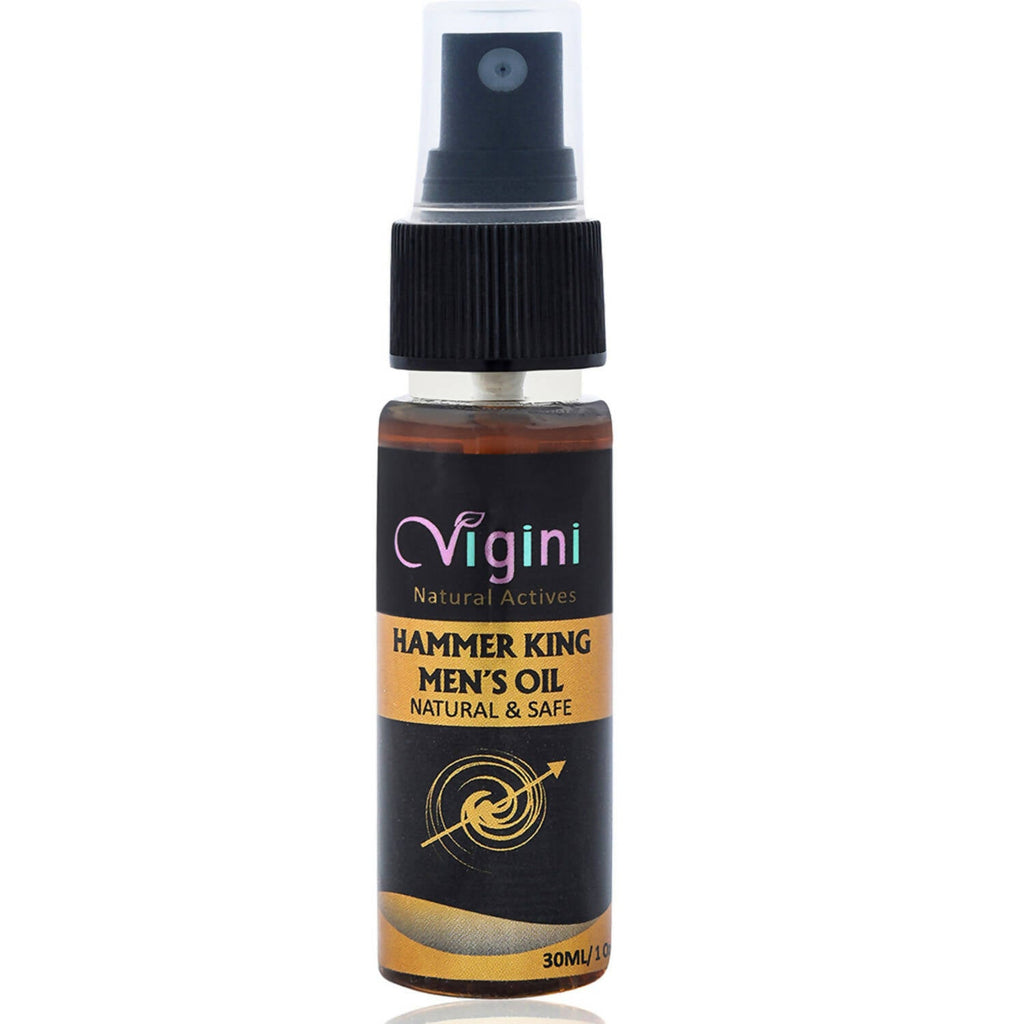 Vigini Natural Hammer King Lubricating Massage Oil for Men with Tulsi Ylang Ylang Clary Sage Essential Oils