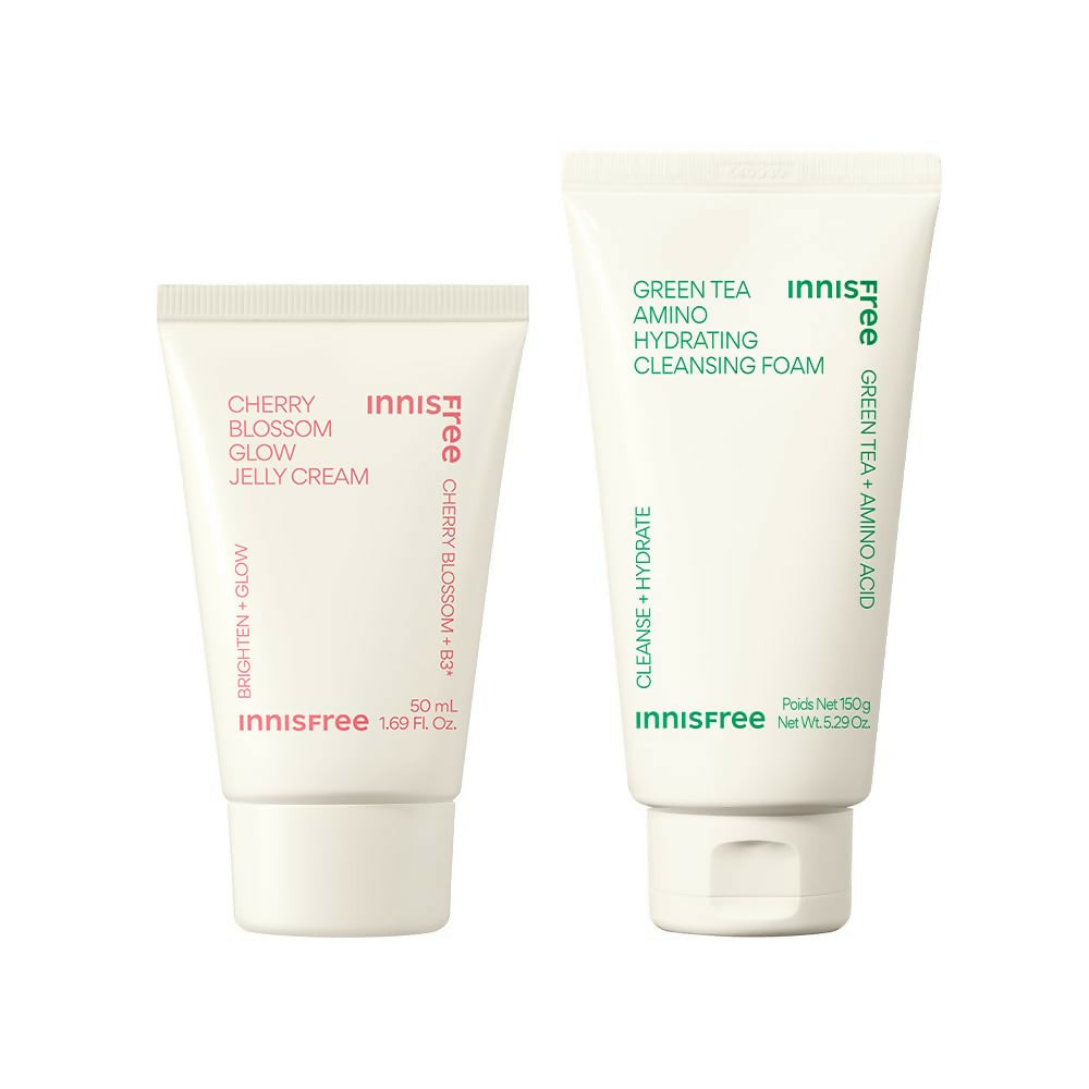 Innisfree Jeju Cherry Blossom Jelly Cream & Green Tea Hydrating Amino Acid Foam Cleanser Combo