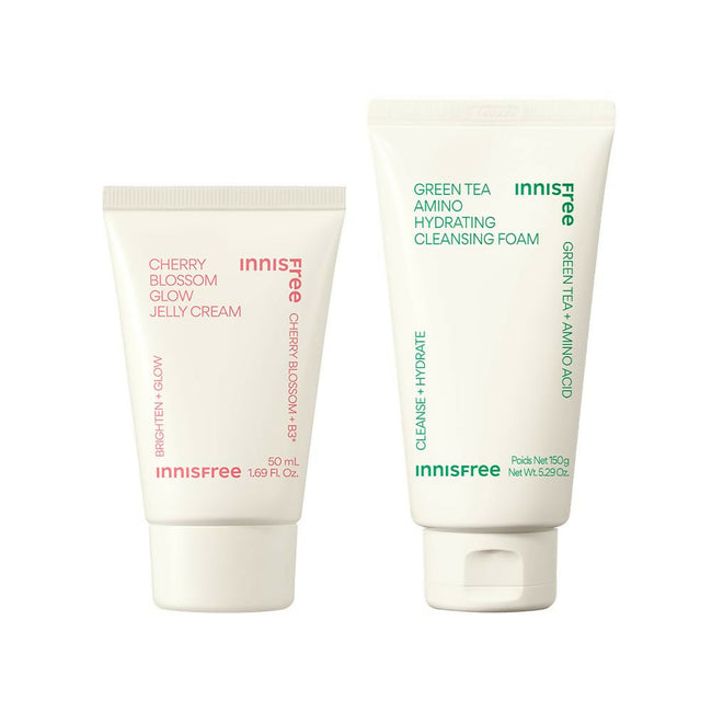 Innisfree Jeju Cherry Blossom Jelly Cream & Green Tea Hydrating Amino Acid Foam Cleanser Combo Hover Image