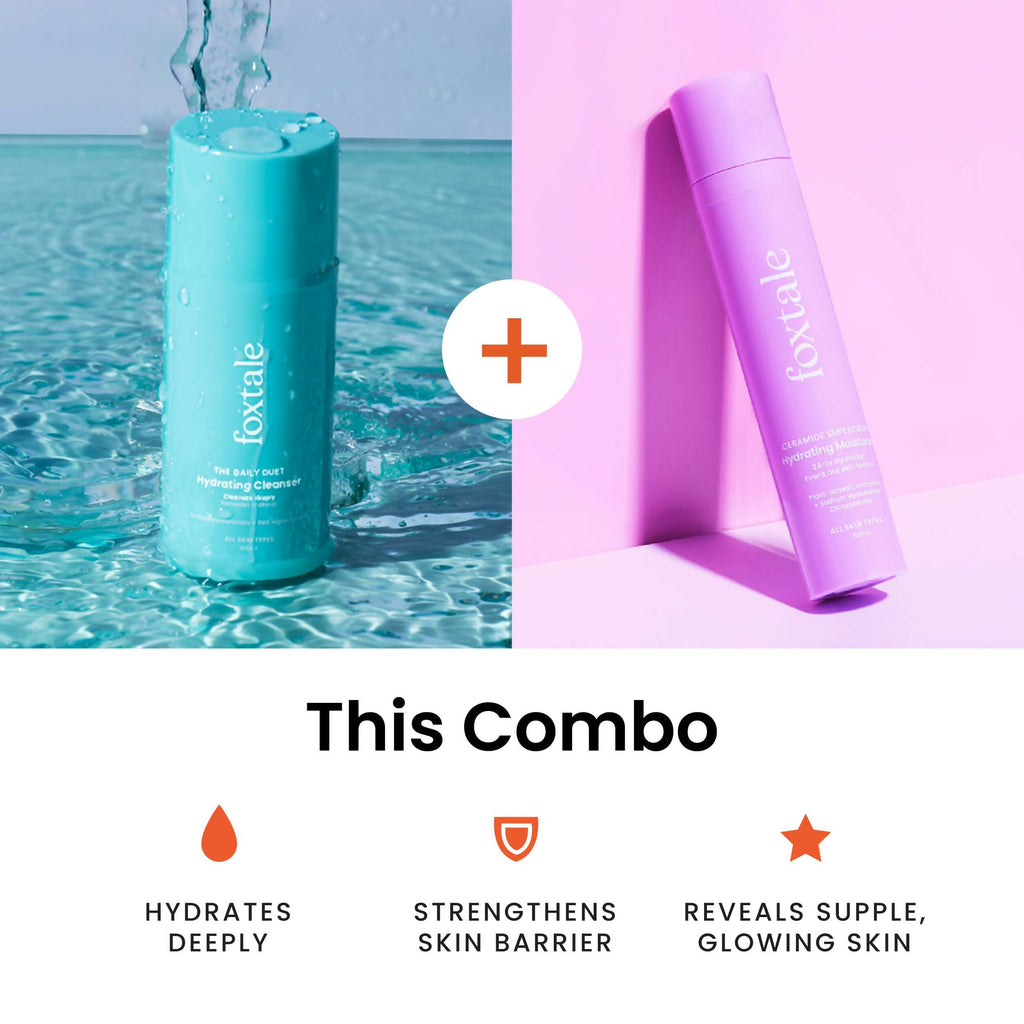 Foxtale Hydration Skin Care Kit: Cleanser Face Wash + Ceramide Supercream Moisturizer