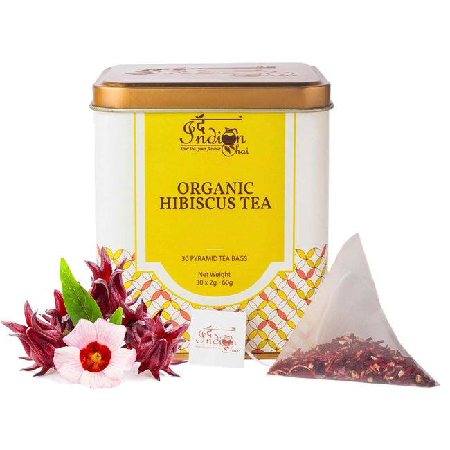 The Indian Chai - Organic Hibiscus Tea 30 Pyramid Tea Bags Hover Image