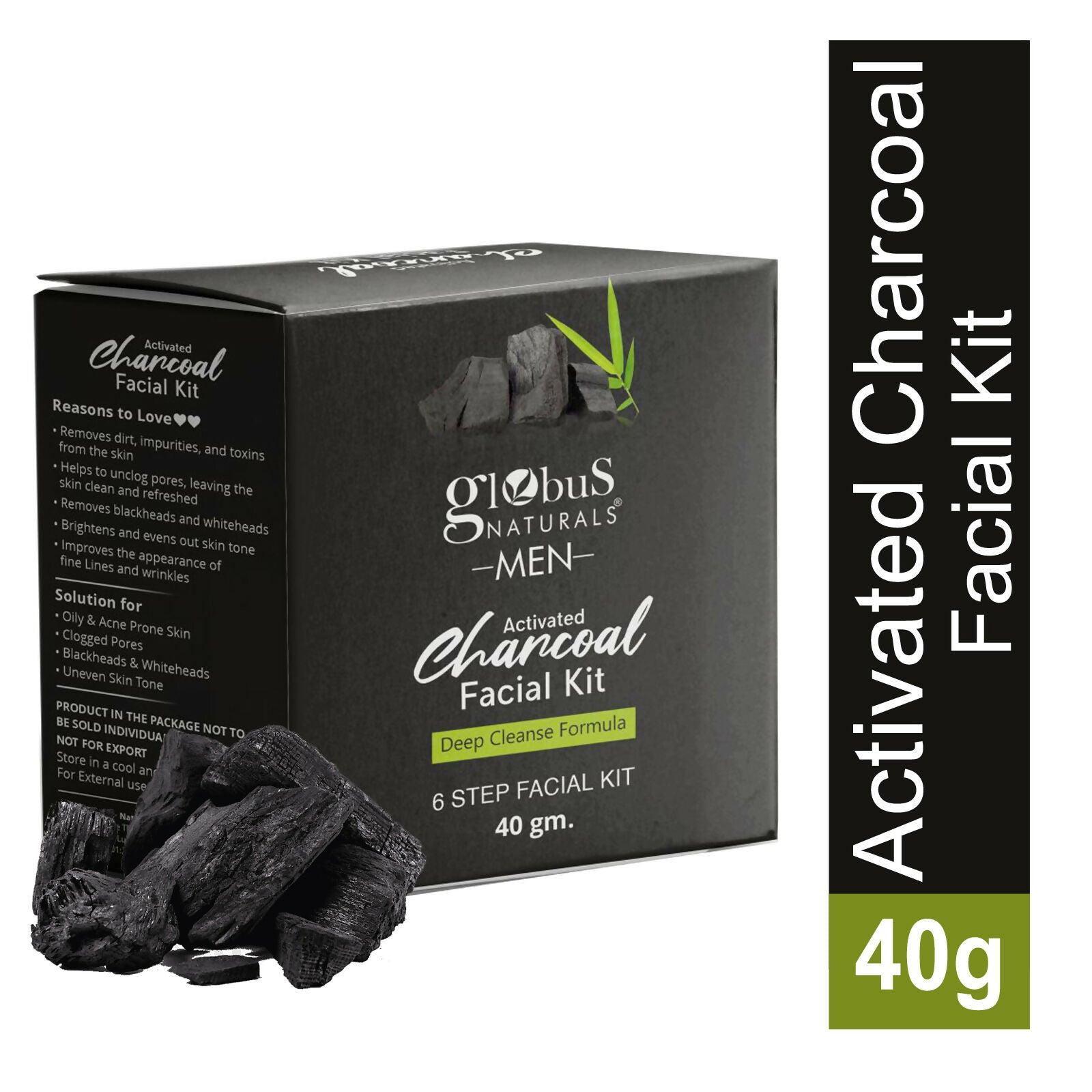 Globus Naturals Anti-Pollution Charcoal Men 6 Step Facial Kit