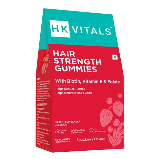 HK Vitals Hair Strength Biotin Gummies - Strawberry Flavor Hover Image