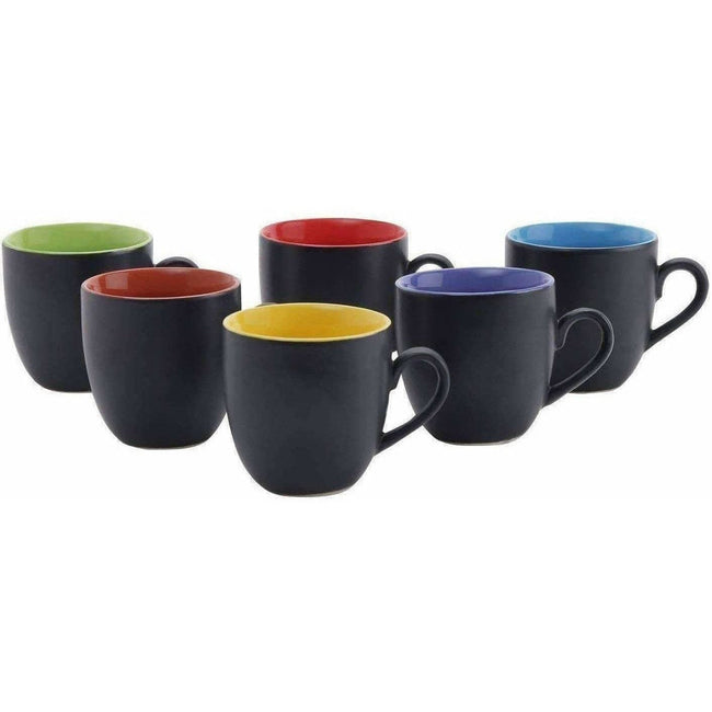 Black Mat Multicolour Tea/Coffee Cups, 180 Ml, Set of 6 Pieces. Hover Image