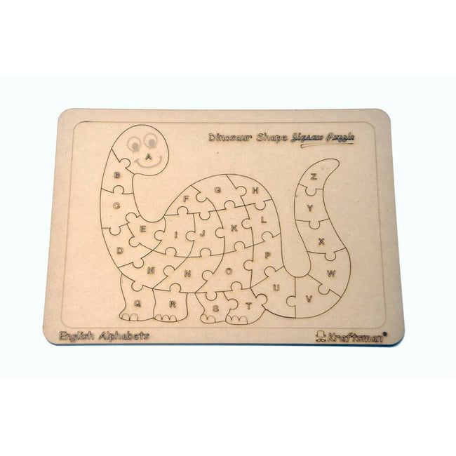 Kraftsman English Alphabets Wooden Jigsaw Puzzles Dinosaur Shape Puzzle | Color Kit Included Main Image