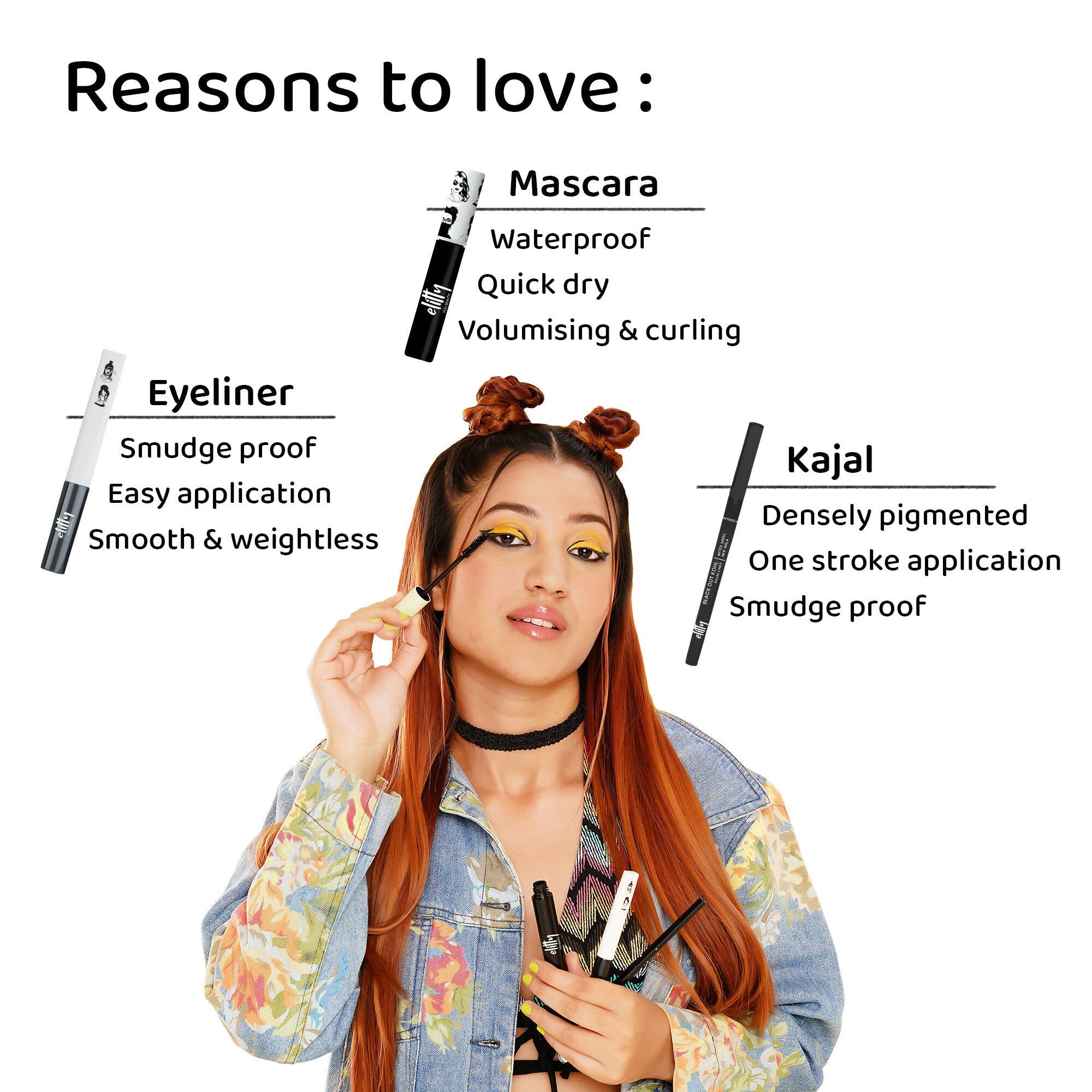 Elitty Eye Gotta Feeling Ultimate Black 3 in 1 Eyeliner, Kajal, Mascara Combo