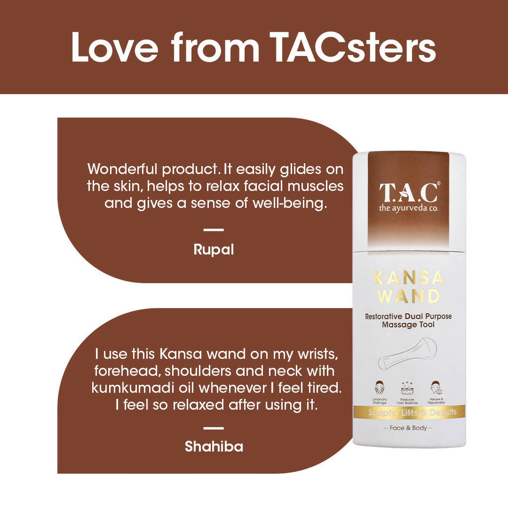 TAC - The Ayurveda Co. Kansa Wand Dual Purpose Massager Tool for Face & Body
