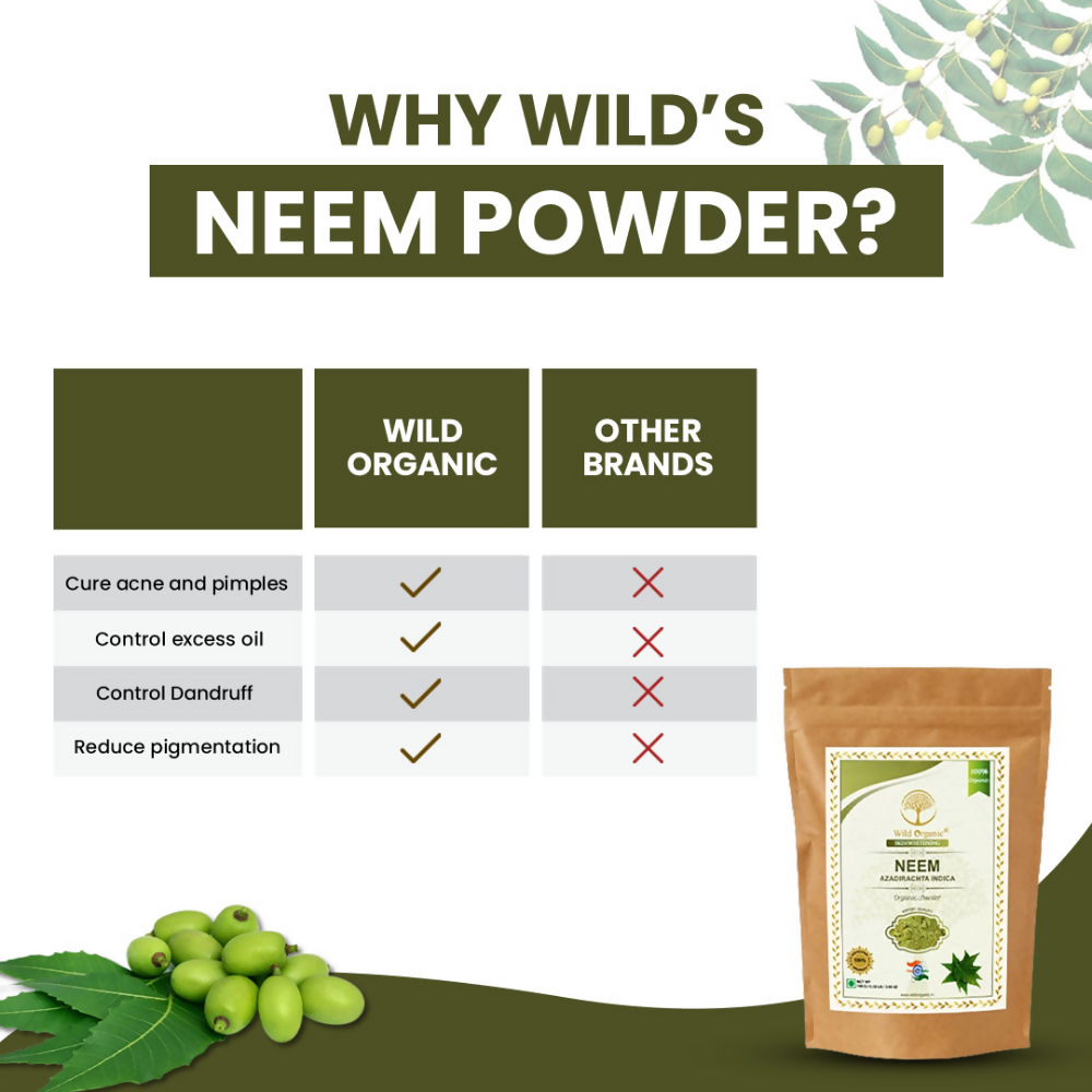Wild Organic Neem Leaf Powder For Face And Hair Pack
