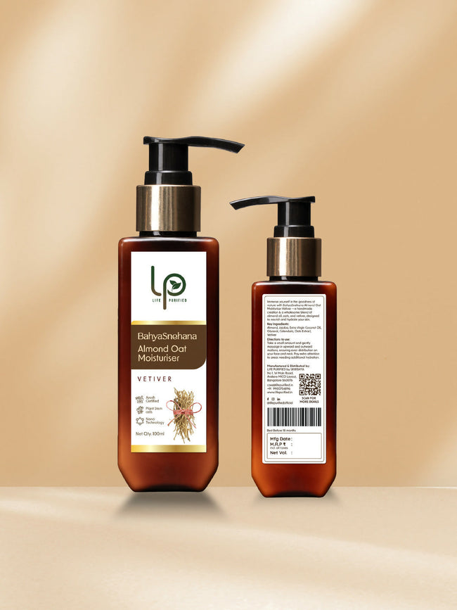 Life Purified Bahyasnehana Almond Oat Moisturiser - Body Lotion - Vetiver Main Image