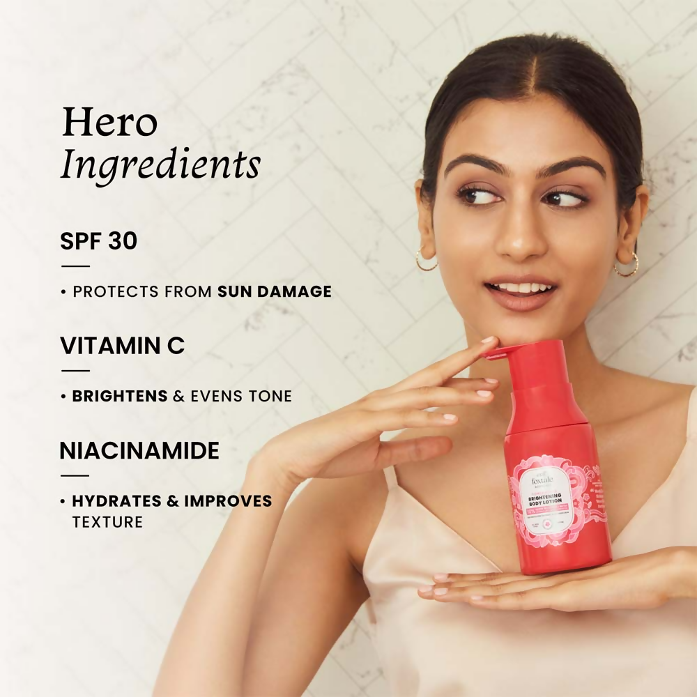 Foxtale Brightening Body Lotion SPF 30 With Niacinamide & Vitamin C Tan Protection & Glowing Skin