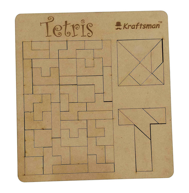 Kraftsman Wooden Tetris Block Jigsaw Puzzle Board | Made In India (Tetris, Tangram, T Puzzle) Hover Image