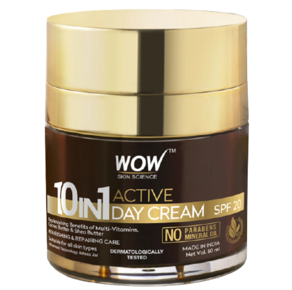 Wow Skin Science 10 in 1 Active Day Cream SPF 20 | Multi-Benefit Moisturizer | Daily Sun Protection