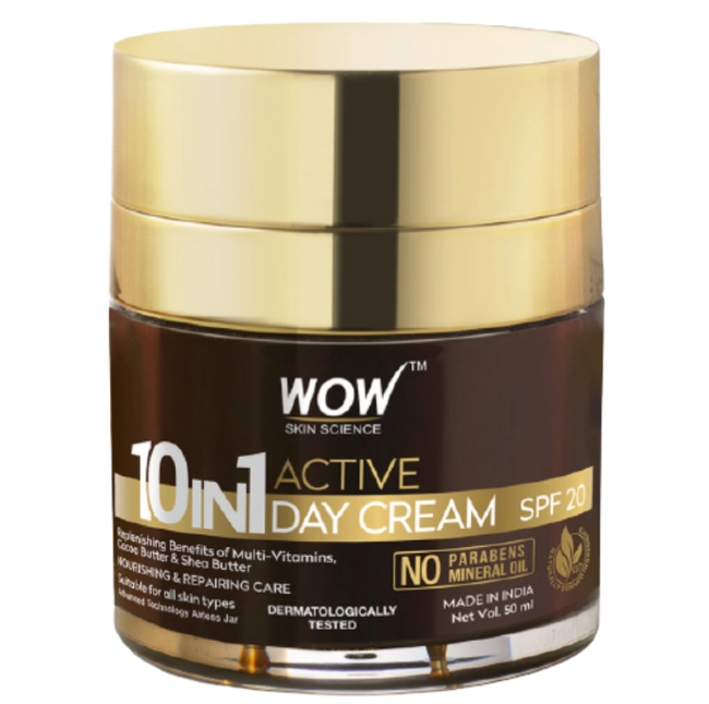 Wow Skin Science 10 in 1 Active Day Cream SPF 20 | Multi-Benefit Moisturizer | Daily Sun Protection Hover Image