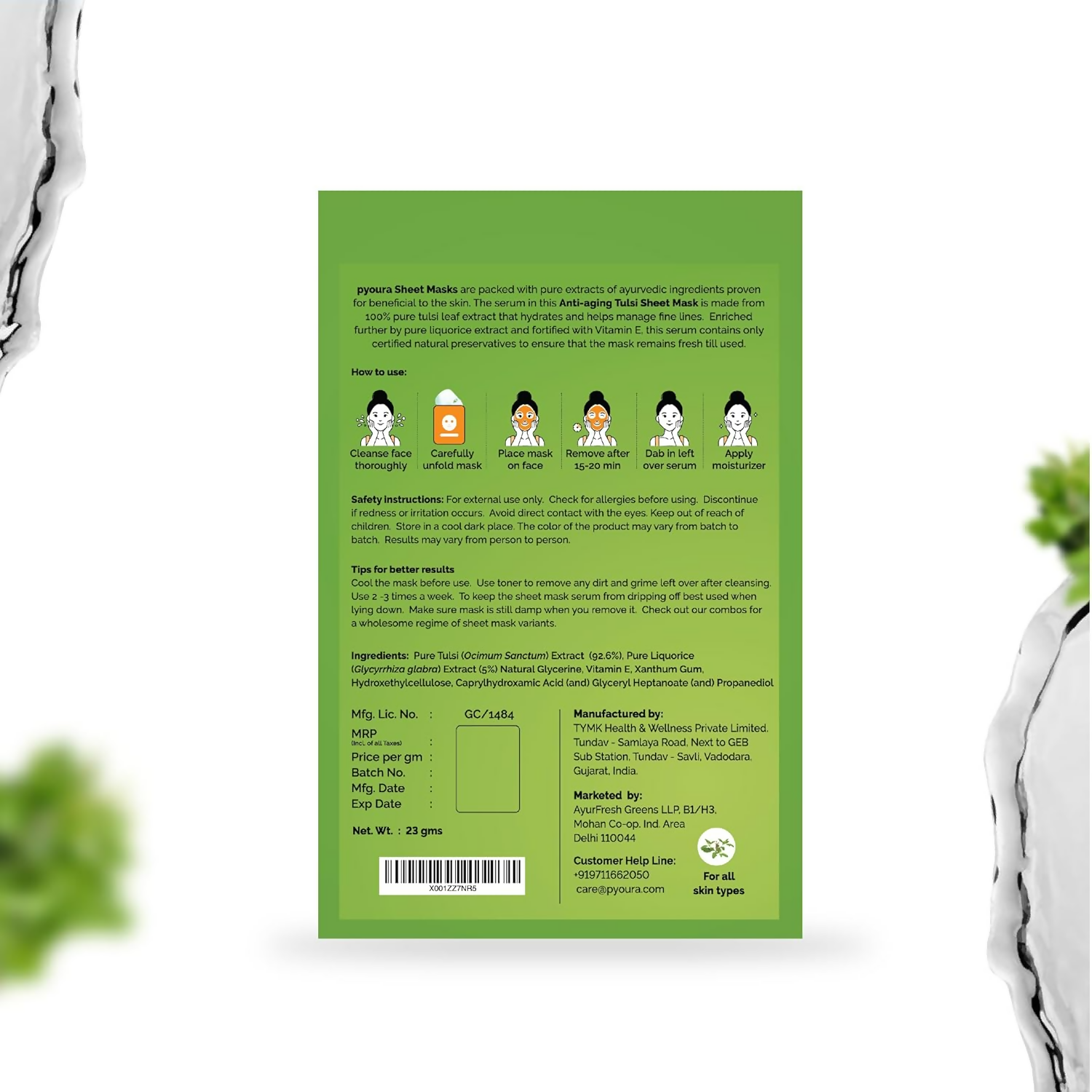 Pyoura Tulsi Healing Face Sheet Mask