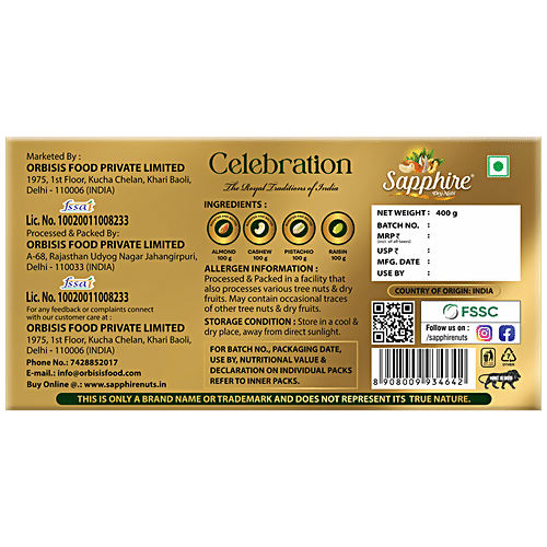 Sapphire Dry Nuts Celebration Gift Pack - Assorted Nuts