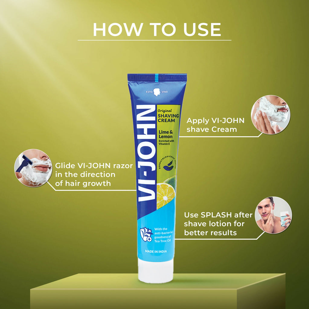 VI-JOHN Dermatologically Tested Vitamin-E enriched Anti Bacterial Lime & Lemon Shaving Cream