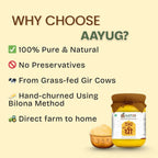 Aayug Organics A2 Gir Cow Ghee | Traditional Bilona Method A2 Cow Ghee | Grassfed, Pure and Healthy Gir Cow Ghee