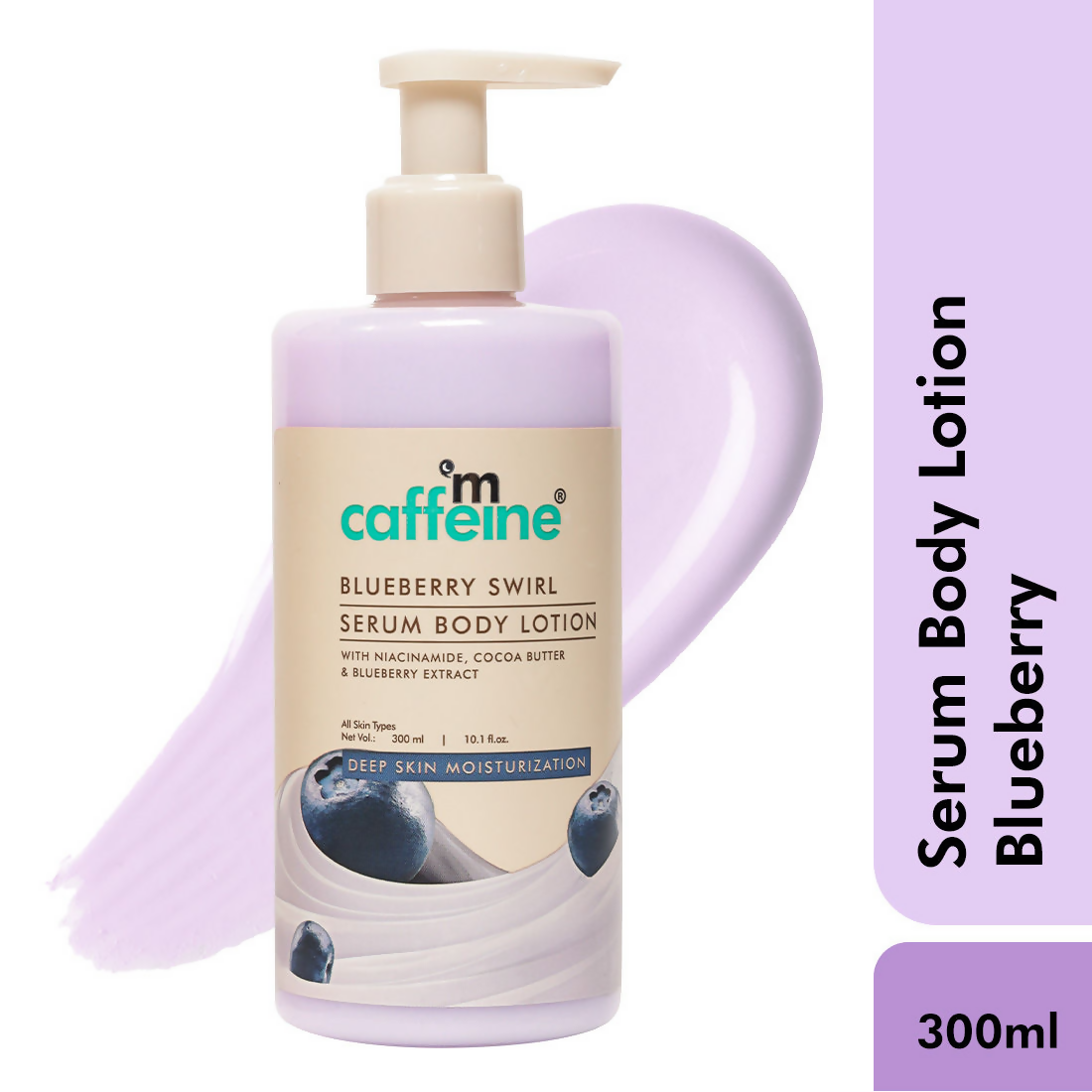 mCaffeine Blueberry Swirl Serum Body Lotion 72 hrs Deep Moisturization With Niacinamide