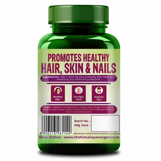 Himalayan Organics Biotin 10,000 mcg For Hair, Nails & Skin Nutraceutical Tablets Main Image