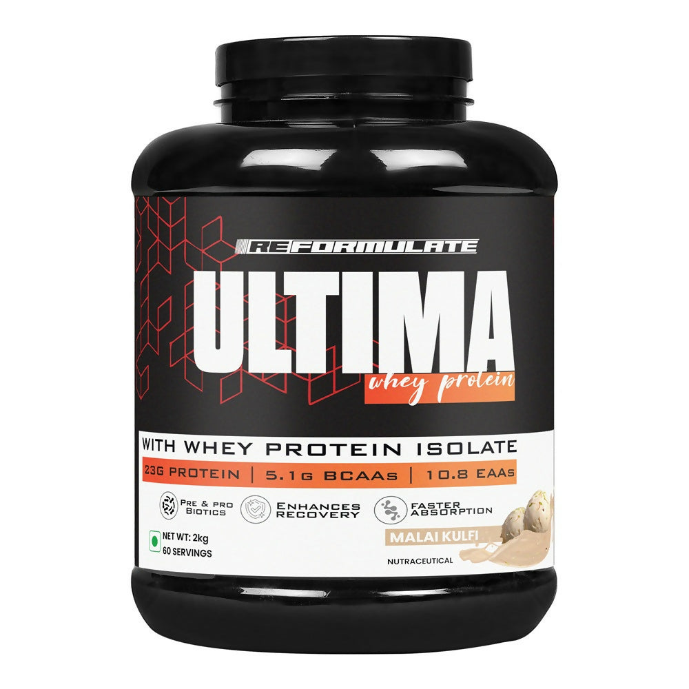 Reformulate Ultima I Whey Protein with Isolate I 23 G Protein I 5.1G BCAA I 10.8 EAA I Pre & Probiotics - Malai
