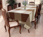 Airwill Cotton Checkered Pattern 8 Seater Rectangle Table Cover - Brown