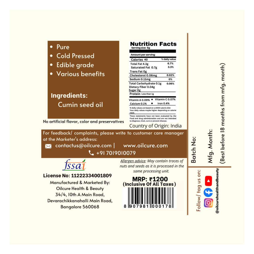 Oilcure Cumin (Jeera) Oil Cold Pressed