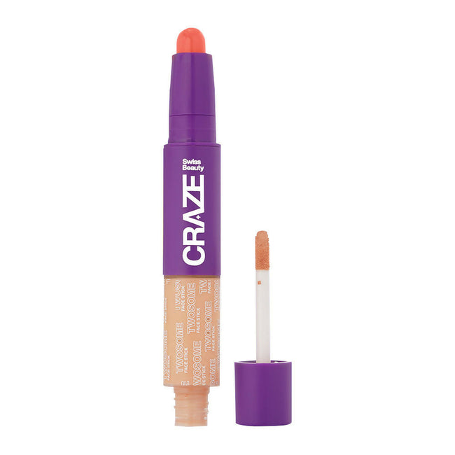 Swiss Beauty Craze Twosome Face Stick 2-In-1 Beauty Wand Concealer and Blush - 3 Medium - Pink Hover Image