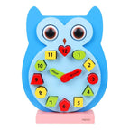 Matoyi Wooden Colorful Owl Clock With Magnetic Blocks