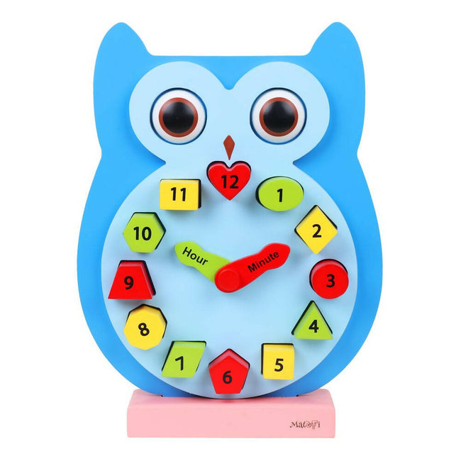 Matoyi Wooden Colorful Owl Clock With Magnetic Blocks Hover Image