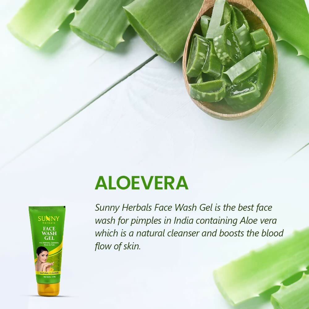 Sunny Herbals Face Wash Gel with Aloevera, Calendula, Neem & Tulsi