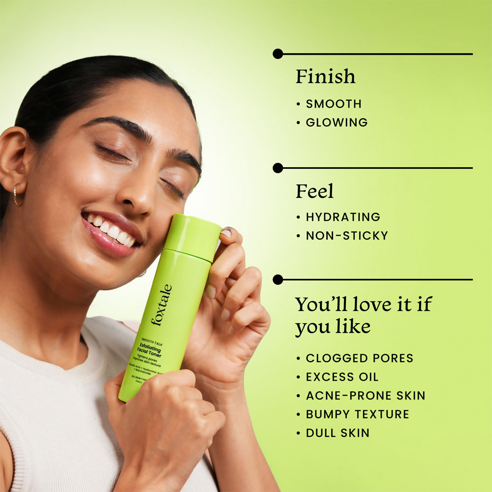 Foxtale Exfoliating Toner with 5% Latic Acid & Niacinamide for Brighter Skin & Tighter Pores
