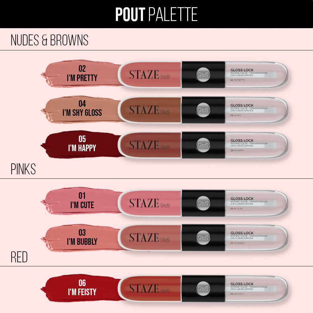 Staze 9To9 Gloss Lock 2-In-1 Liquid Lipstick - 06 Im Feisty