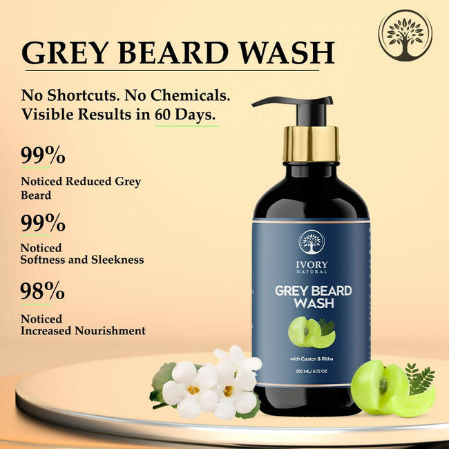 Ivory Natural Grey Beard Wash For Beard Graying And Restoring Beard'S Natural Black Shade Main Image
