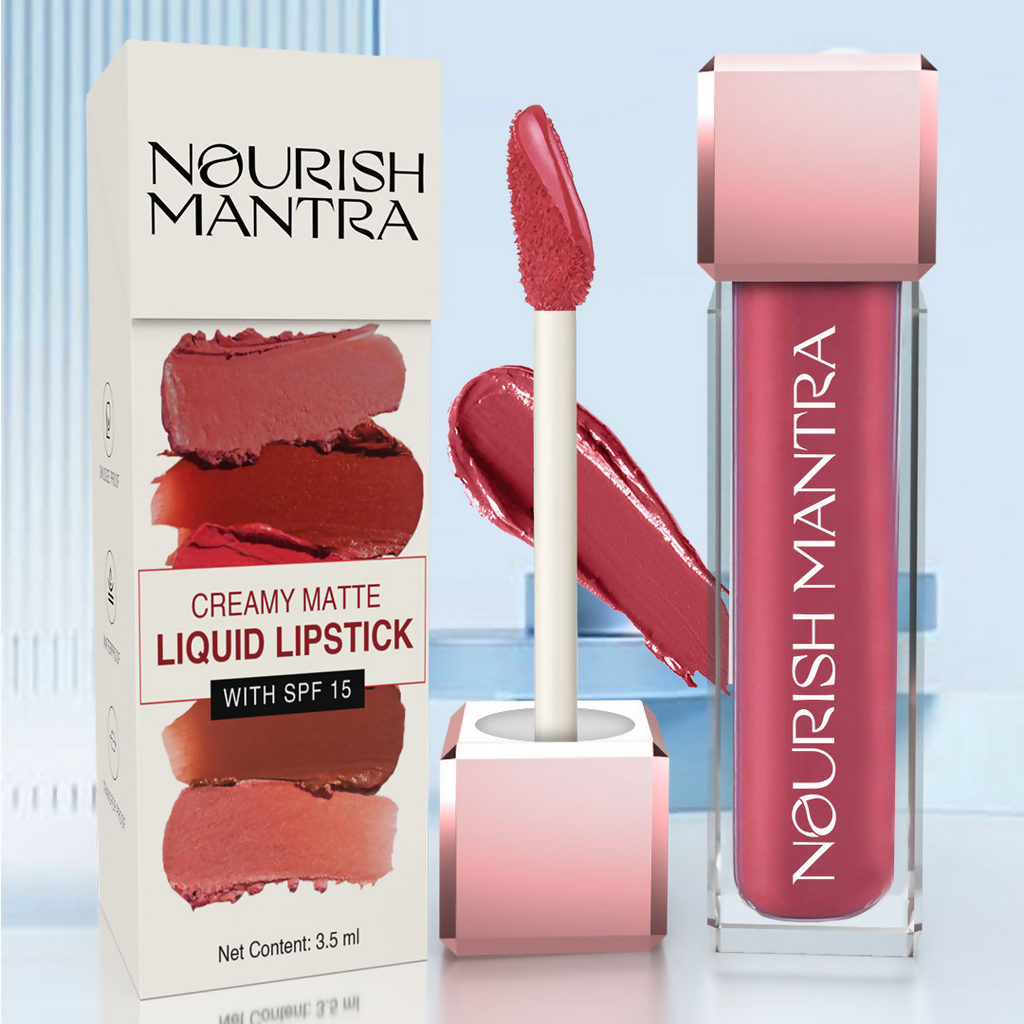 Nourish Mantra Liquid Lipstick Creamy Matte with SPF / Water Proof, Smudge Proof Shade-Jashn-e-gulab
