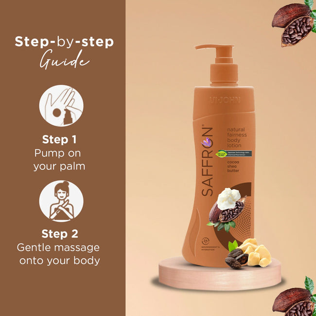 VI-JOHN Saffron Natural Fairness Body Lotion Cocoa Shea Butter Deep Nourishment Soft, Glowing Skin For All Skin Types Main Image
