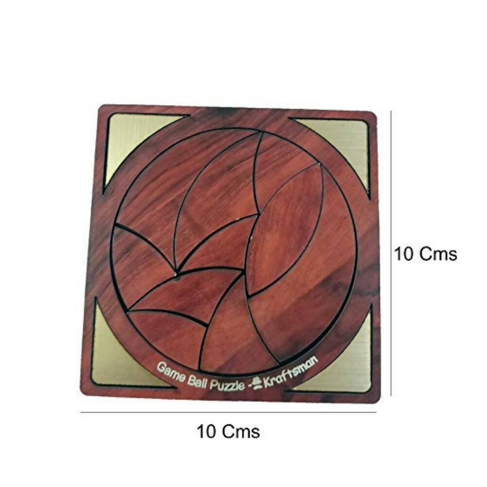 Kraftsman Portable Wooden Game Ball Puzzle | 10 Pieces Puzzle for Kids and Adults | Travel Pouch Included