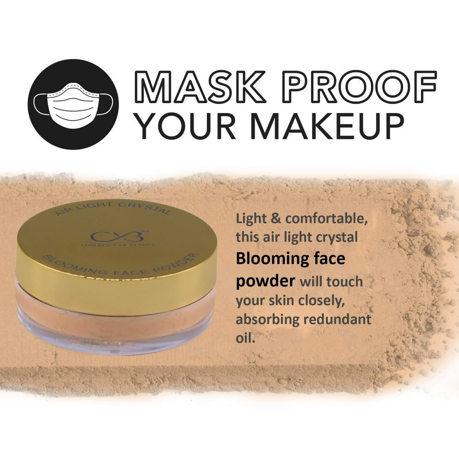 CVB C54 Blooming Loose Face Powder Air Light Crystal Oil Control Powder Shade 2