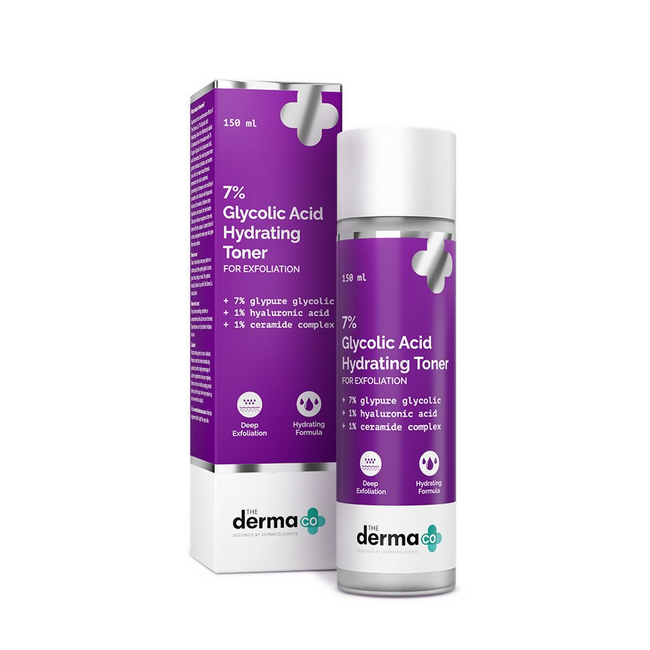 The Derma Co 7% Glycolic Acid Hydrating Toner With Glycolic Acid & Hyaluronic Acid For Gentle Exfoliation Hover Image